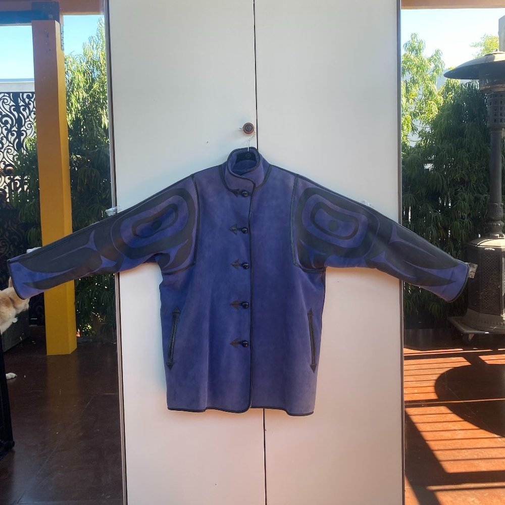 Betty David Custom Blue Painted Shearling Coat